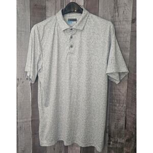 PGA Tour Golf Men’s Large Pro Series Polo Short Short Sleeve Soft White Gray
